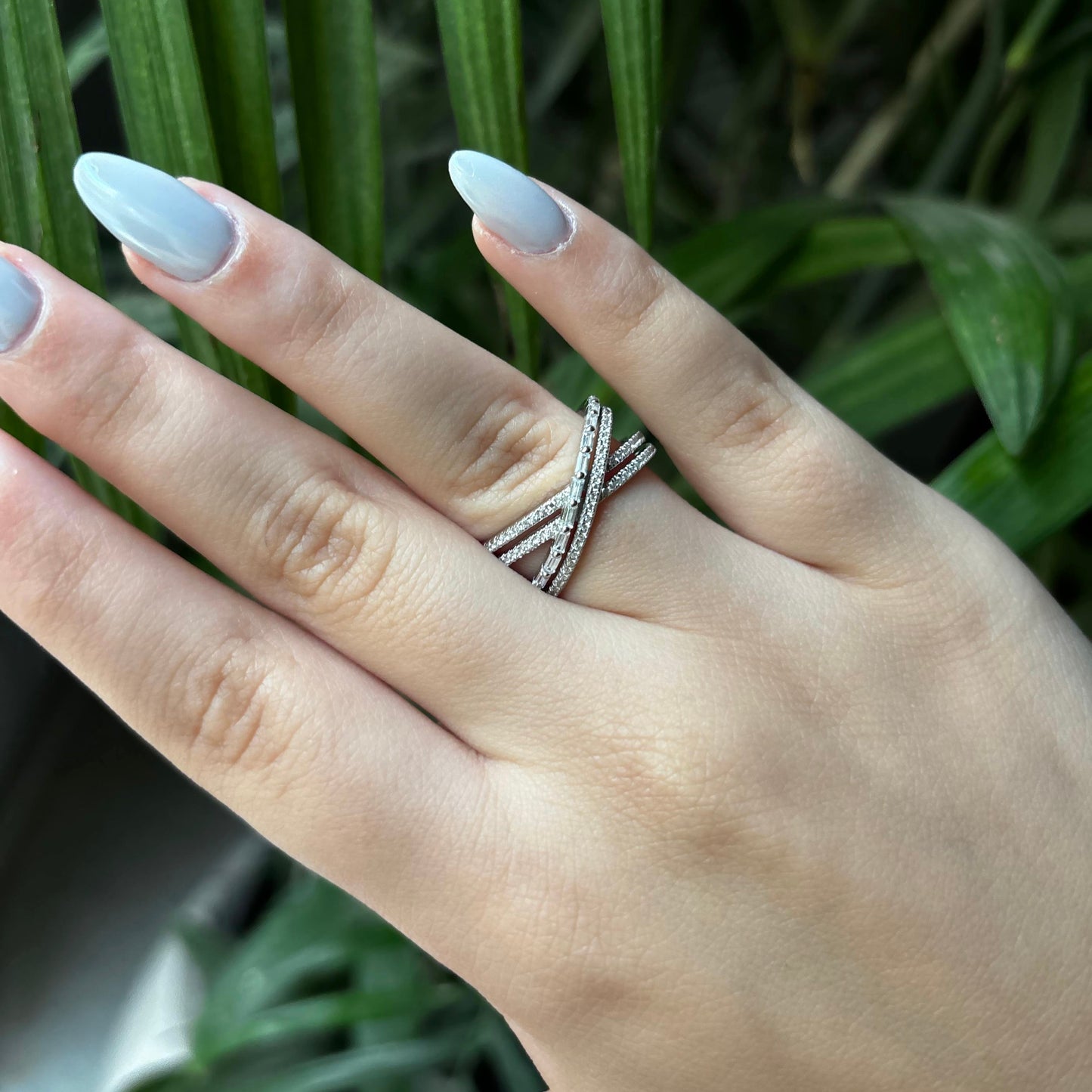 Crossband Silver Ring
