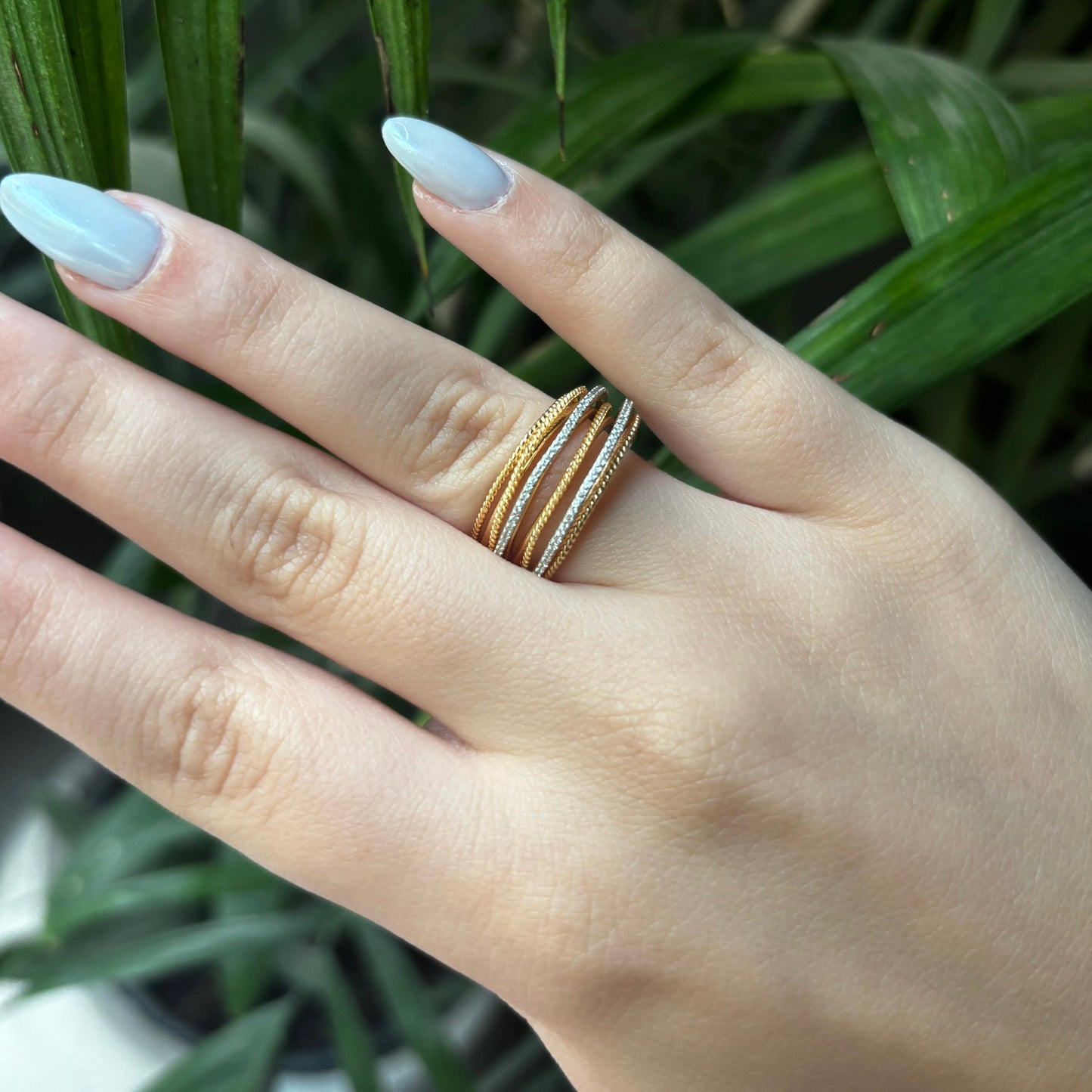 Triple-Tone Rope Band Ring