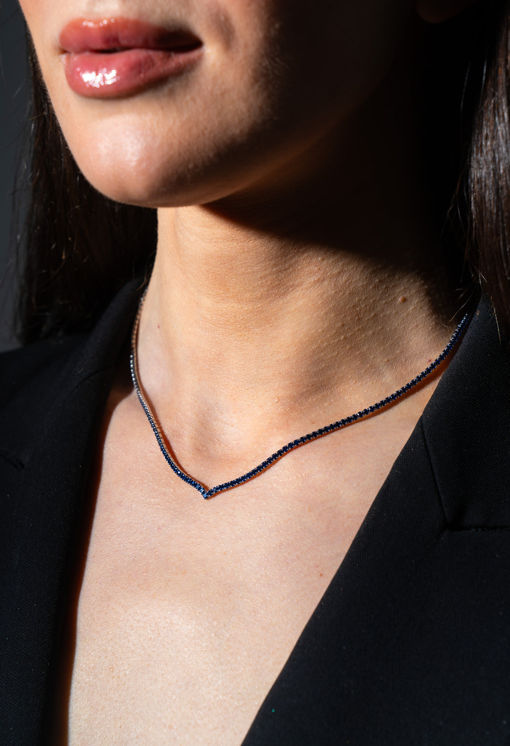 Blue Tennis Necklace