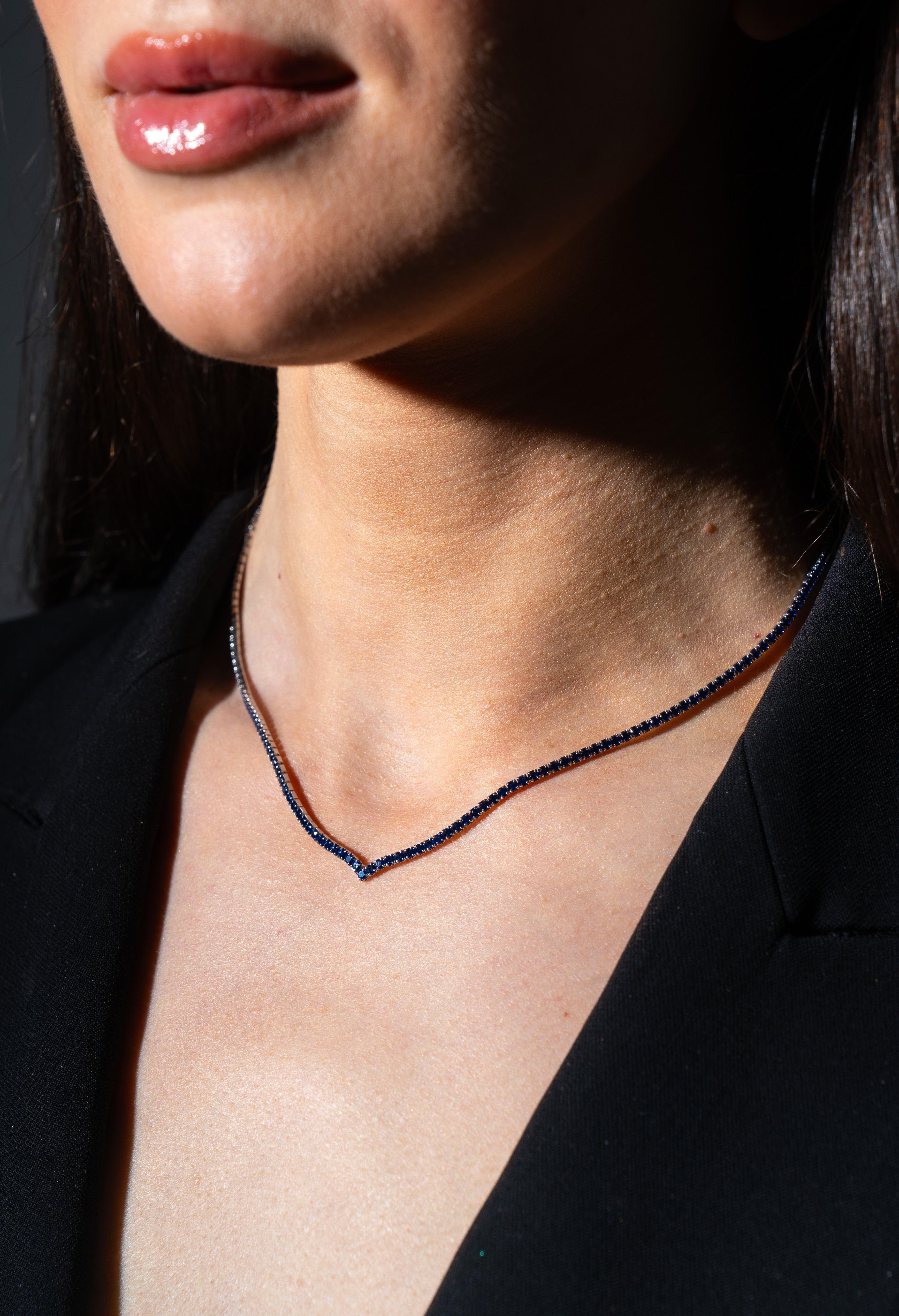 Blue Tennis Necklace