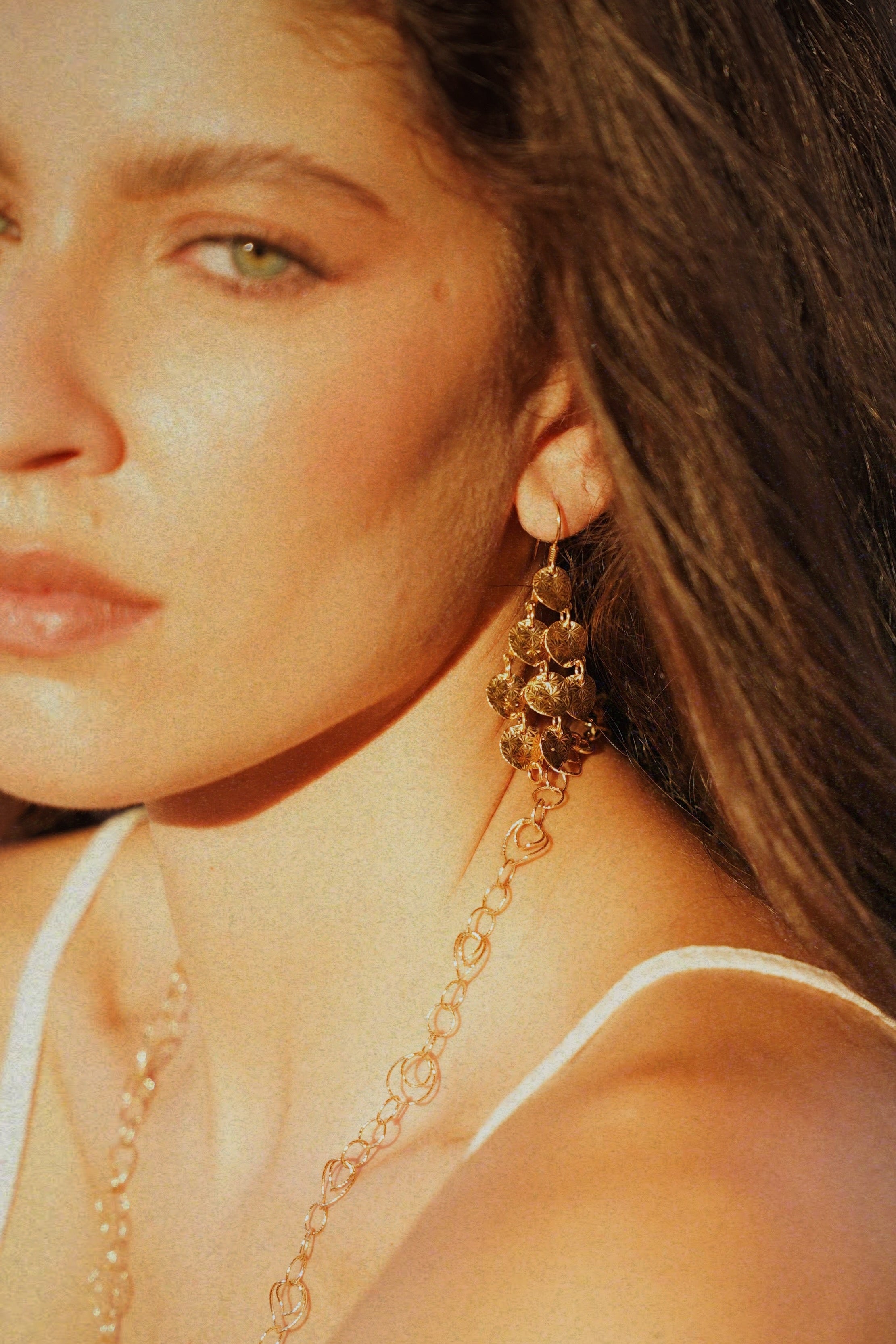 Textured Disc Cascade Earrings