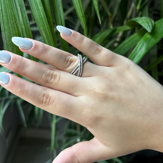 Crossband Silver Ring