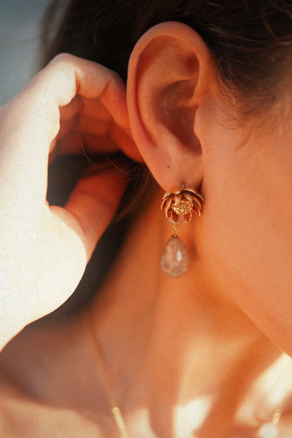 Floral Stone Drop Earrings