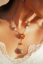 Floral Stone Drop Necklace