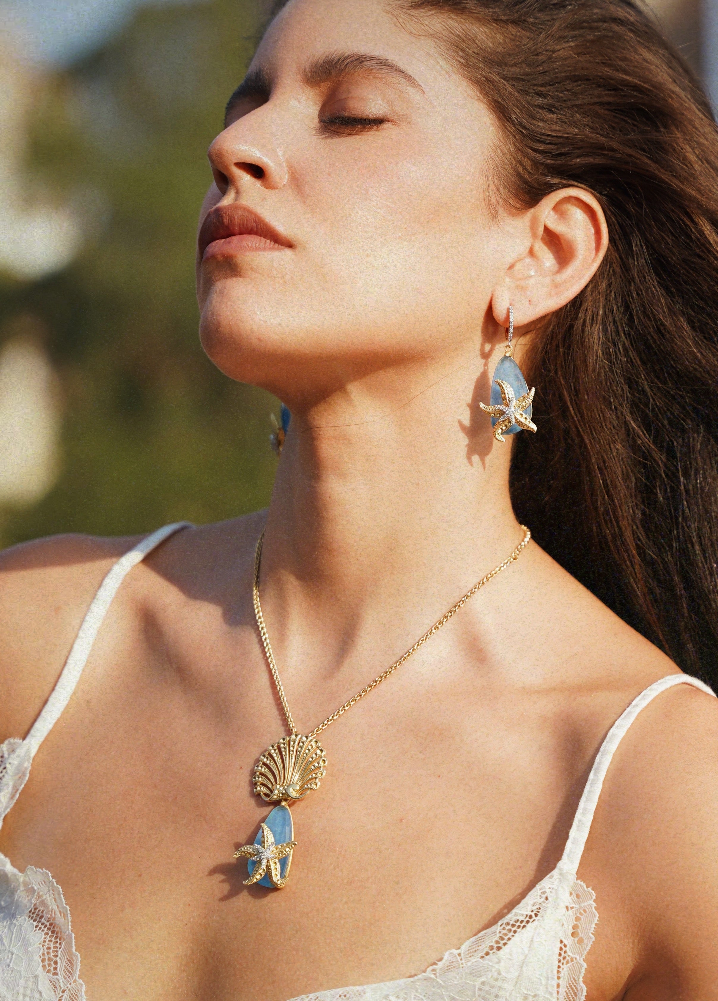 Starfish Stone Pendant Necklace