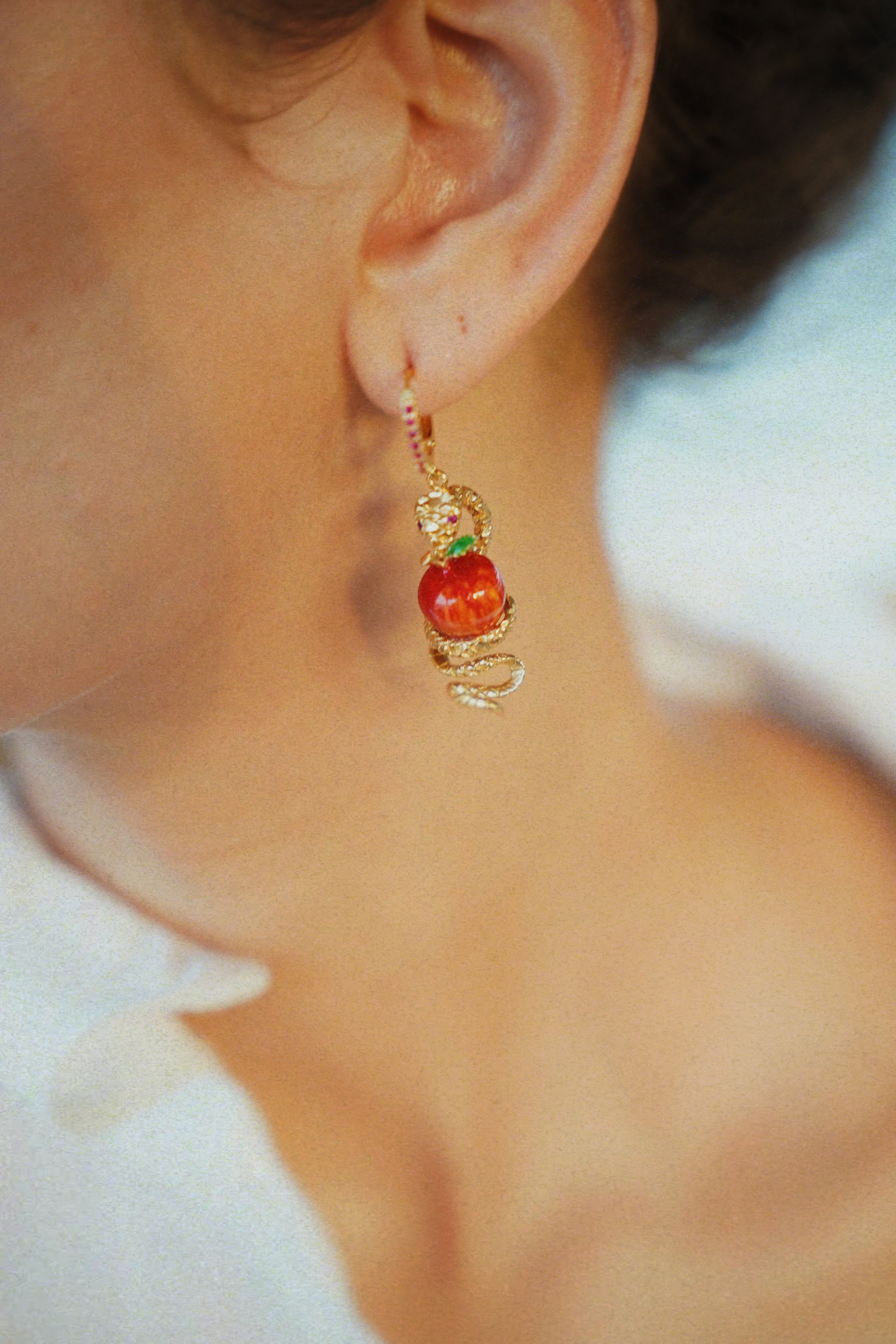 Serpent Apple Drop Earrings