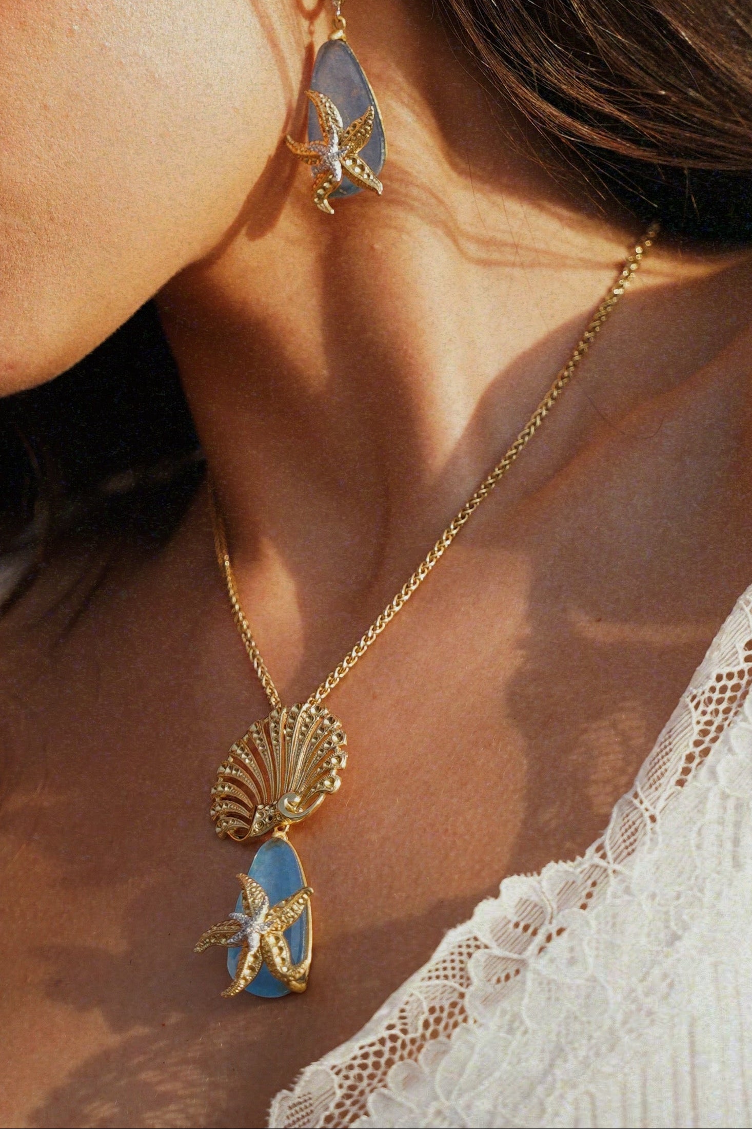Starfish Stone Pendant Necklace