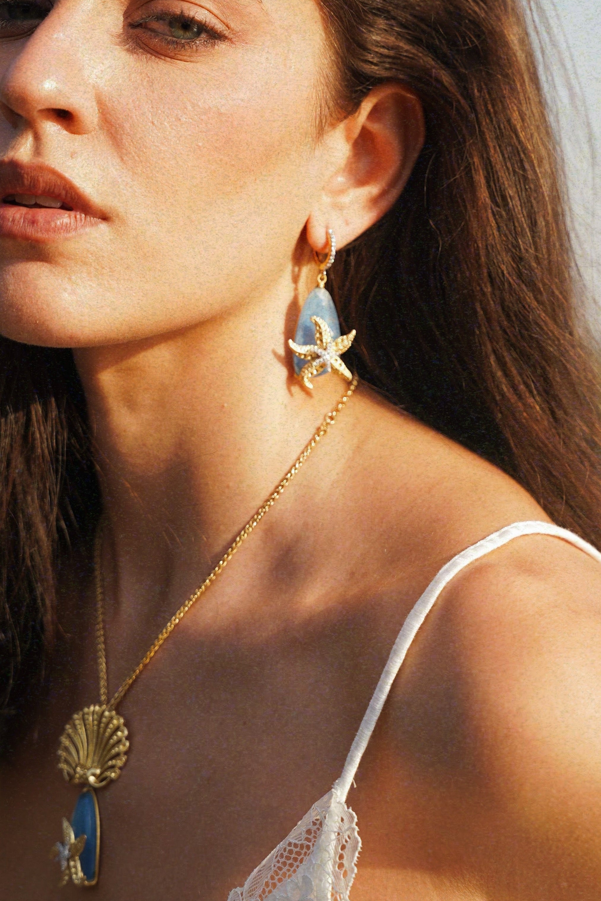 Starfish Stone Pendant Necklace