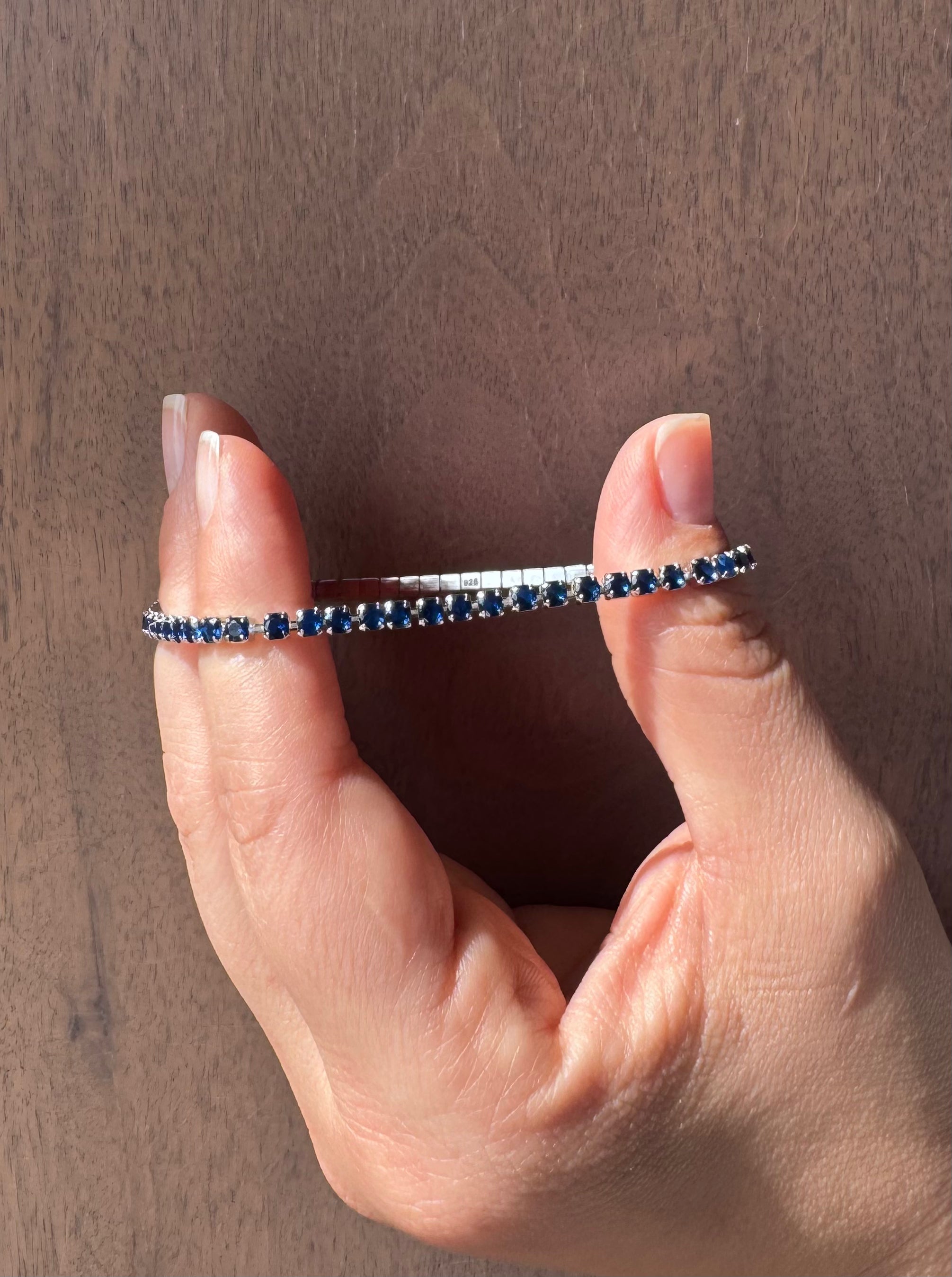 Stretchy Blue Tennis Bracelet