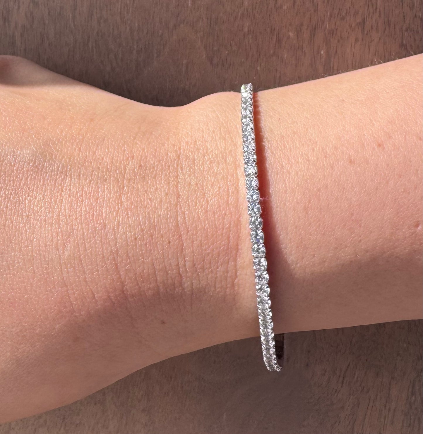 Stretchy Silver Tennis Bracelet