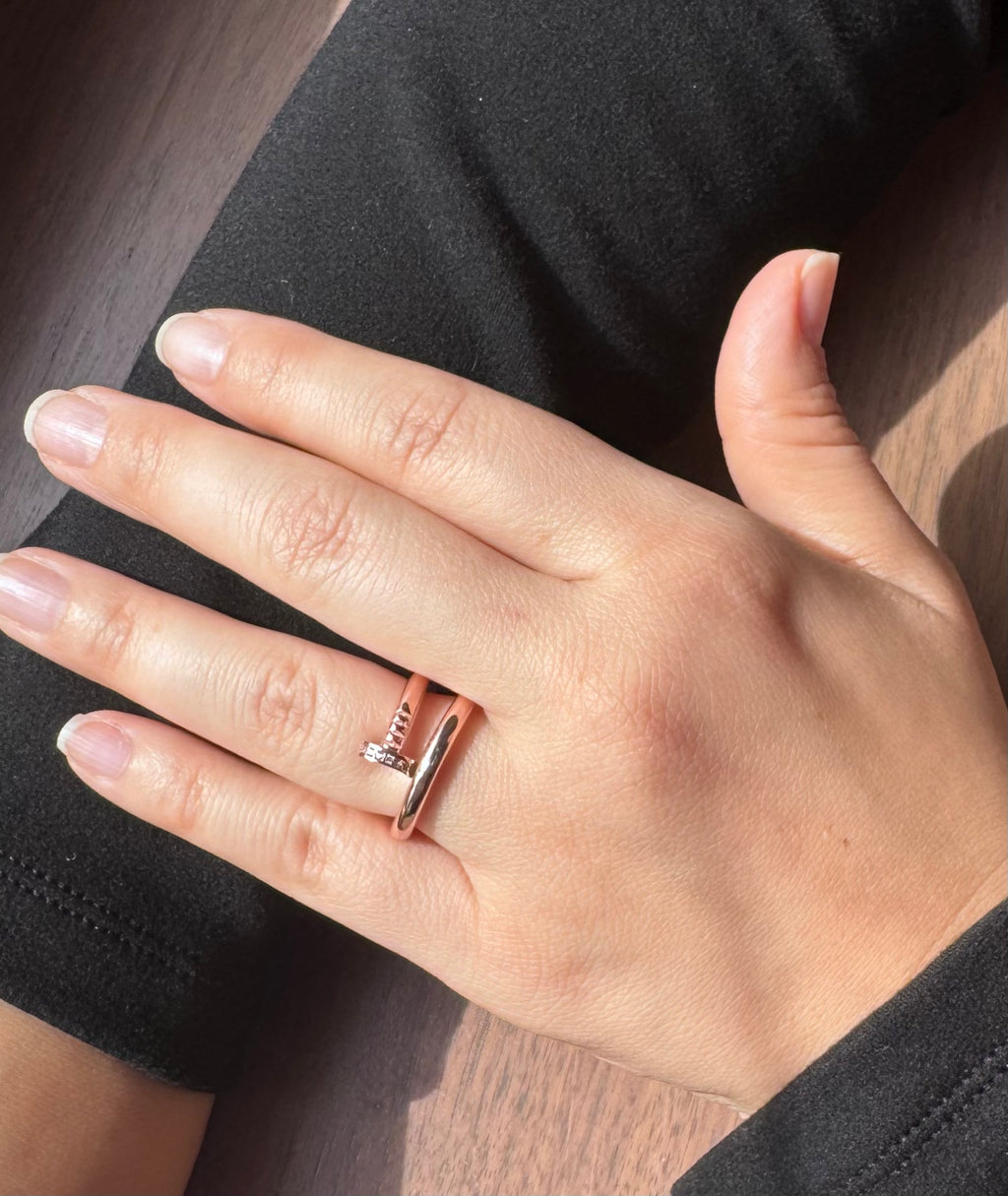 Chunky Rose Gold Bolt Ring