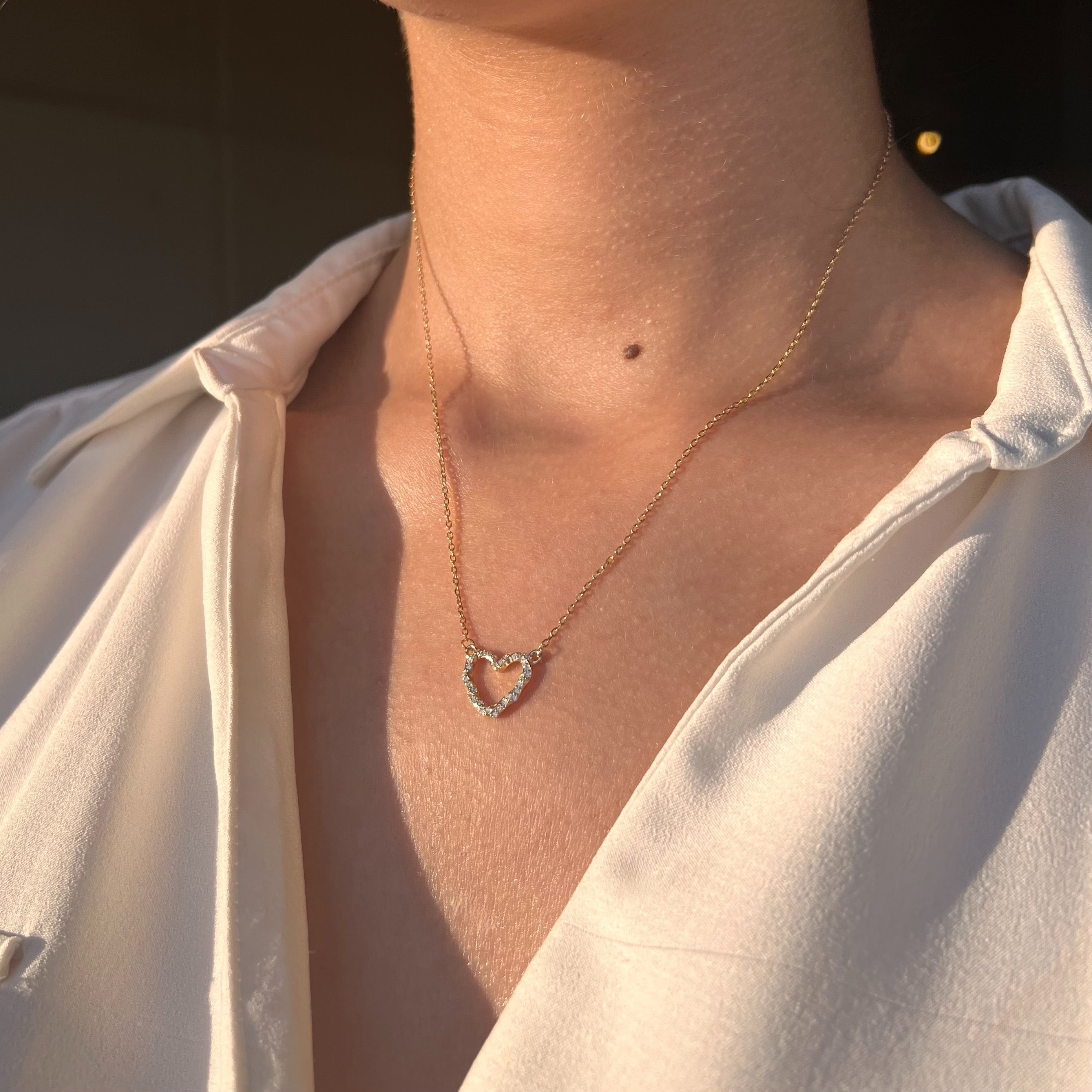 Open Heart Gold-Plated Necklace