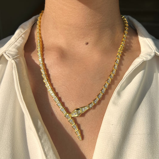 Serpent Tennis Necklace – Gold