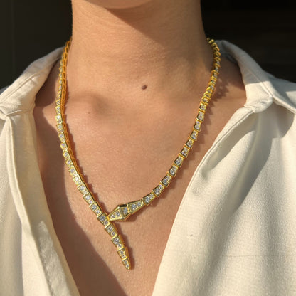 Serpent Tennis Necklace – Gold